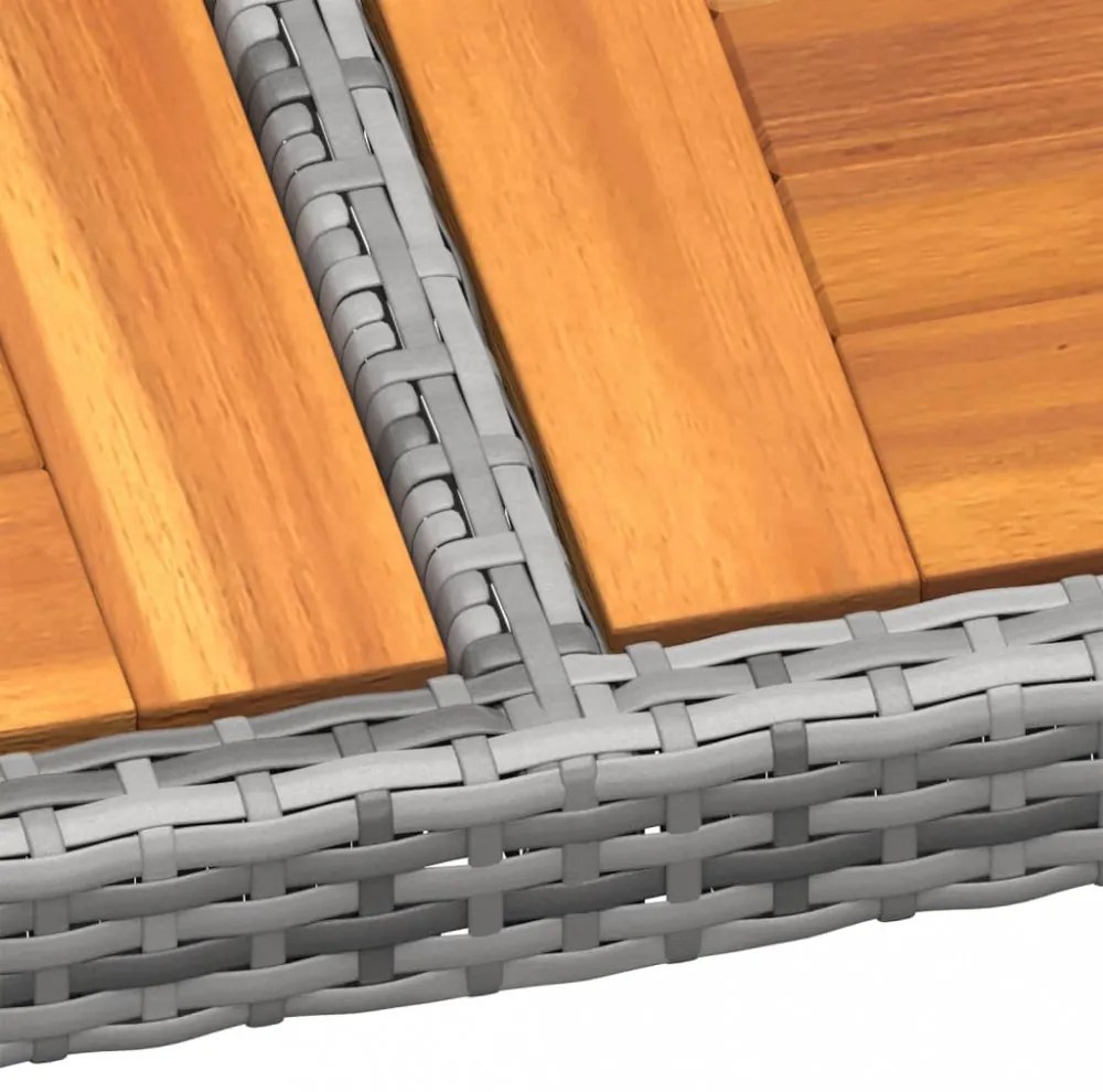 szürke akácfa és polyrattan kerti asztal 200 x 150 x 75 cm