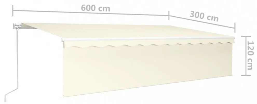 krémszínű kihúzható LED-es napellenző redőnnyel 6 x 3 m