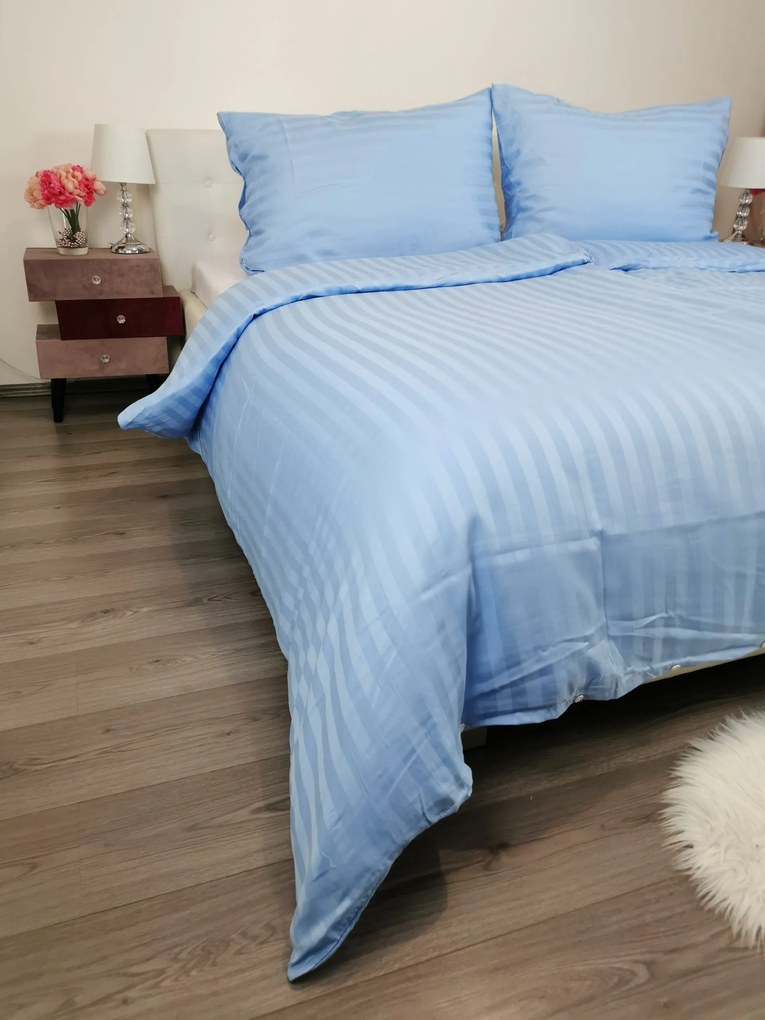 Damaszt kék lepedők TiaHome - 1x Párna 90x70cm, 1x Paplan 140x200cm