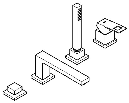 GROHE 19897001 - EUROCUBE négylyukú kádtöltő csaptelep, fényes króm
