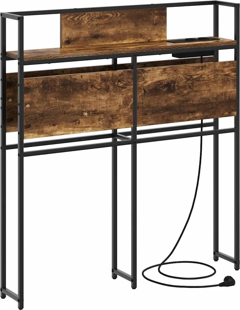 vidaXL Tároló fejtámla polcokkal tárolóval Füstölt tölgy 75 cm Faanyag