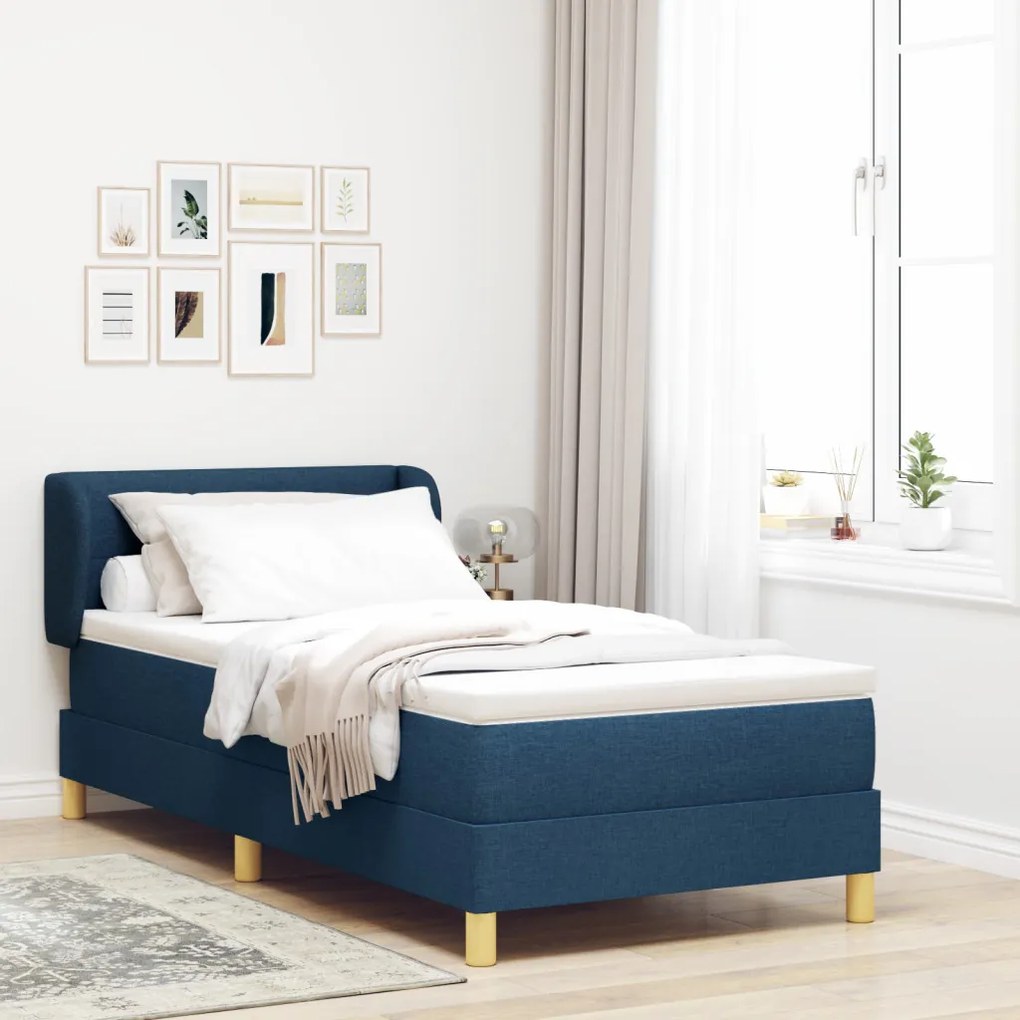 Boxspring Ágy Matracokkal Kék 90x190 cm Szövet
