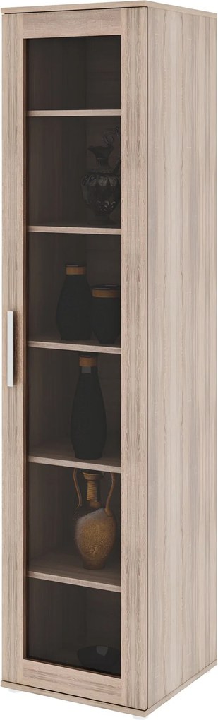 Polcos vitrin, DTD laminált, sonoma tölgyfa, DUNAJ 4