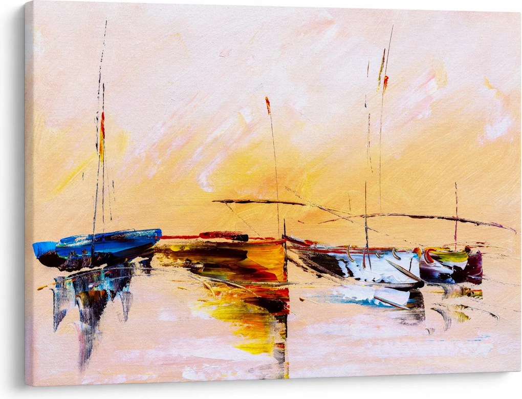 Kép - Csónak, festmény (70x50 cm)
