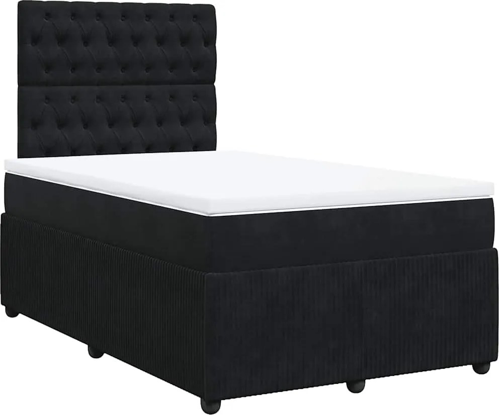 vidaXL fekete bársony rugós ágy matraccal 120x190 cm