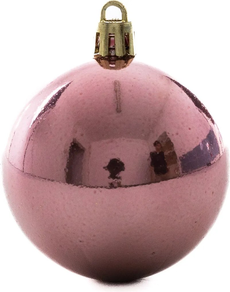 Rózsaszín-rosegold műanyag gömb szett 6 cm 12 db