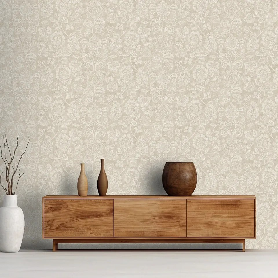 Arthouse Signature 2 Heritage Trail bézs-szürke virágos vinyl tapéta – 100194AH