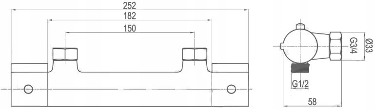 Invena Slim, termosztatikus zuhanycsaptelep 150mm, króm, BT-00-S01-x