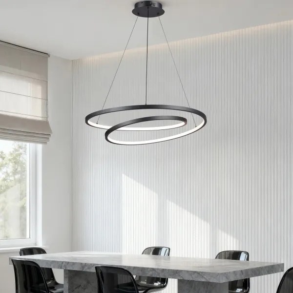 Brilagi-LED Dimmelhető függőlámpa TWISTER LED/75W/230V átm. 70 cm fekete + távirányító