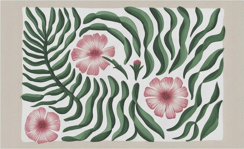 Divatos Flizelin tapéta 3D ragasztóval Virágok levelek 416x254 Ragasztó