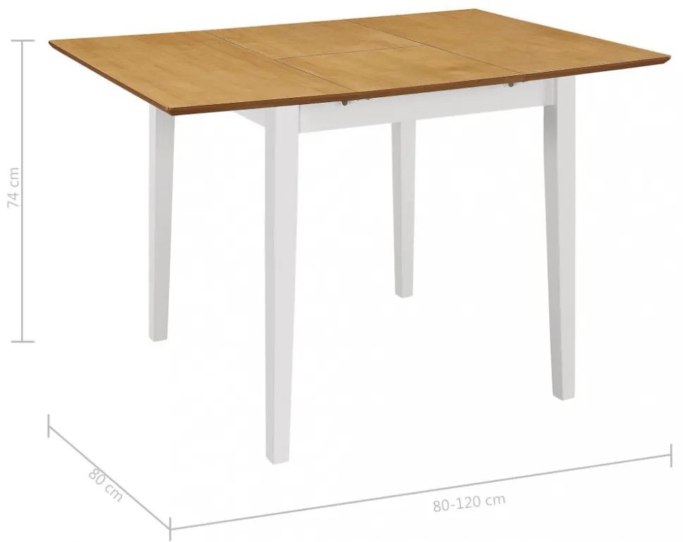 fehér kihúzható MDF étkezőasztal (80-120)x80x74 cm
