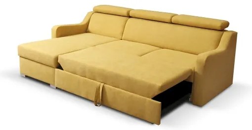 Univerzális sarokkanapé tárolóval PORTO, sárga, kihúzható