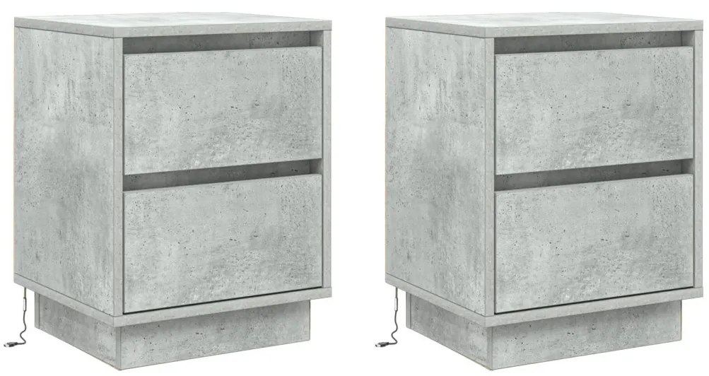 Éjjeli Szekrények LED világítással 2 db Beton szürke 39x34.5x50 cm