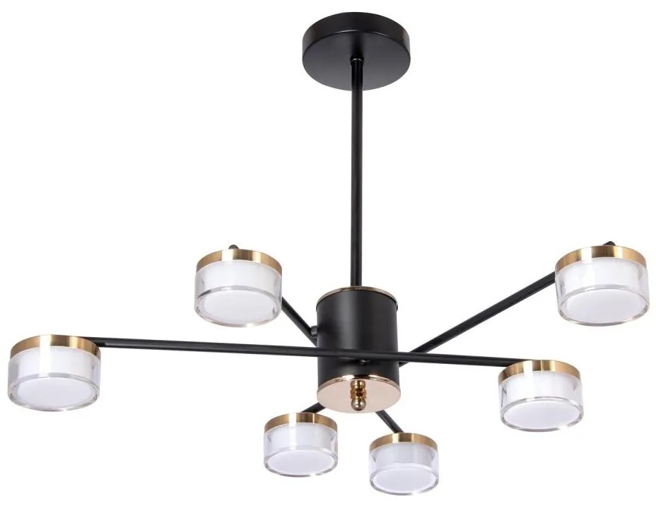 Venti LED Csillár rúdon 6xLED/6W/230V 3000-6500K átm. 59 cm arany/fekete VE0528
