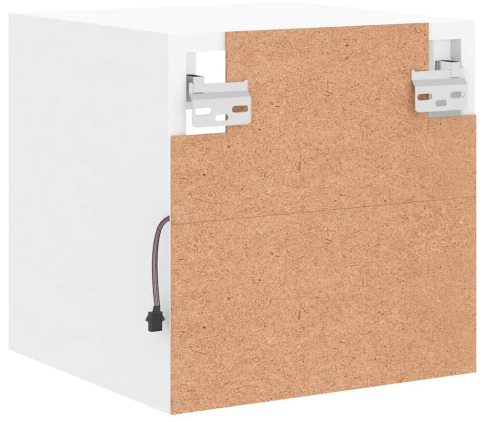 fehér falra szerelhető TV-szekrény LED-lámpákkal 30x28,5x30 cm