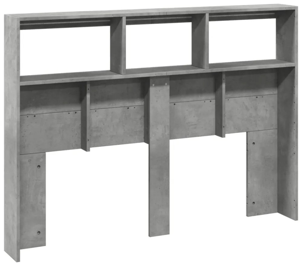 betonszürke áthidalószekrény LED-világítással 140 x 17 x 102 cm