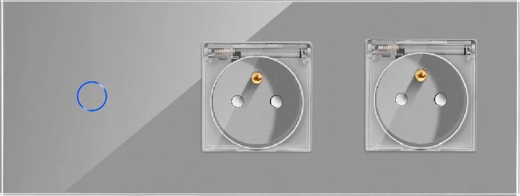 Üveg Érintőkapcsoló Szimpla 1K+KÉT Hermetikus Aljzat Fedéllel