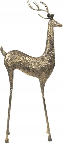 Patinás arany fém szarvas szobrocska 55*21*132 cm