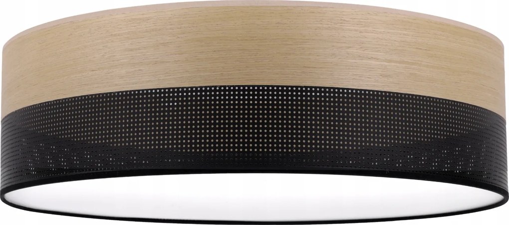 Mennyezeti Lámpa Függeszték Plafon Csillár Fekete Lámpabúra 50CM Tölgy Arany Loft