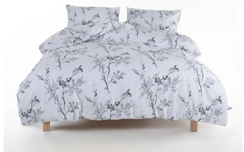 Fehér-szürke kétszemélyes-hosszabbított renforcé pamut ágyneműhuzat 240x220 cm White Floral – Mila Home Luxury