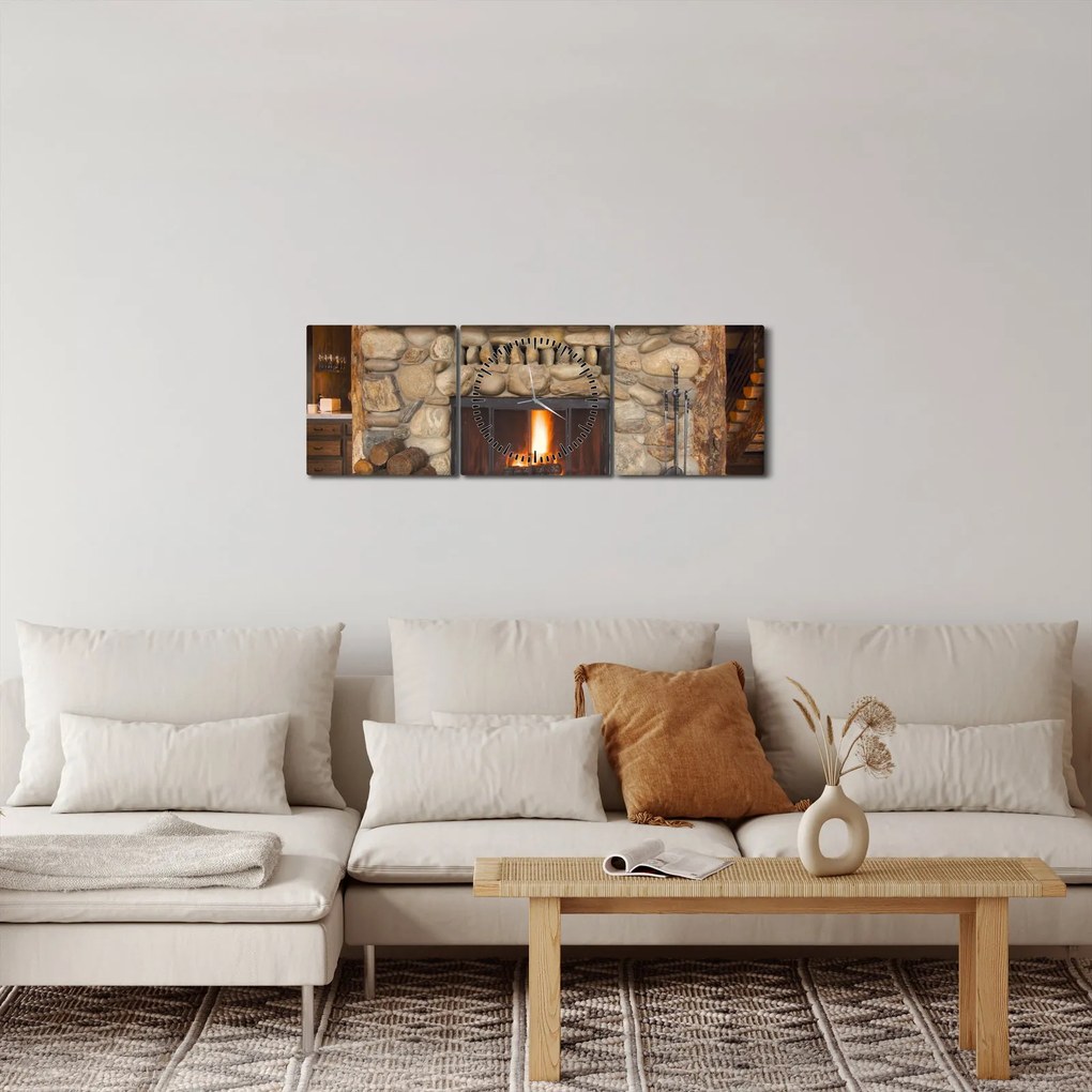 Egy kandalló képe (órával) (90x30 cm)