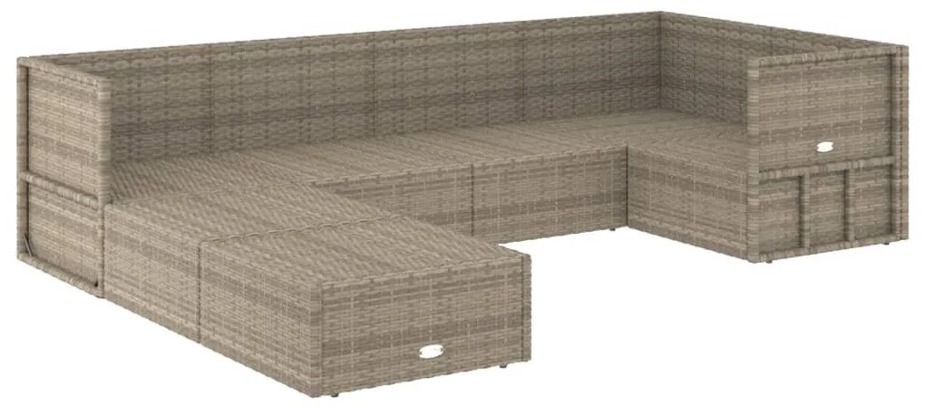 7 részes szürke polyrattan kerti ülőgarnitúra párnákkal