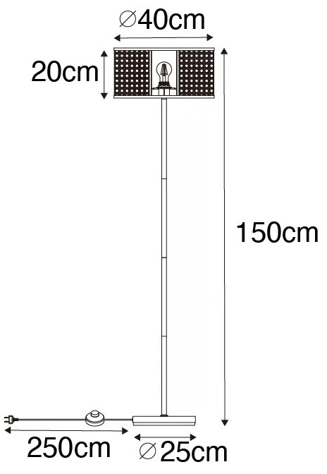 Keleti állólámpa fehér rattannal 40 cm - Akira