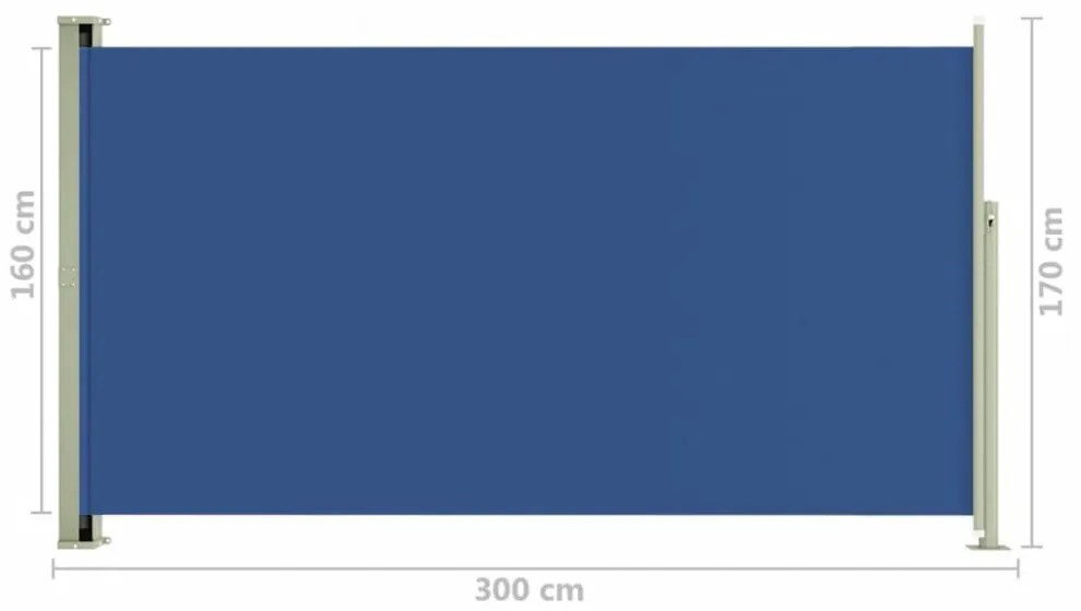 kék kihúzható oldalsó terasznapellenző 170 x 300 cm