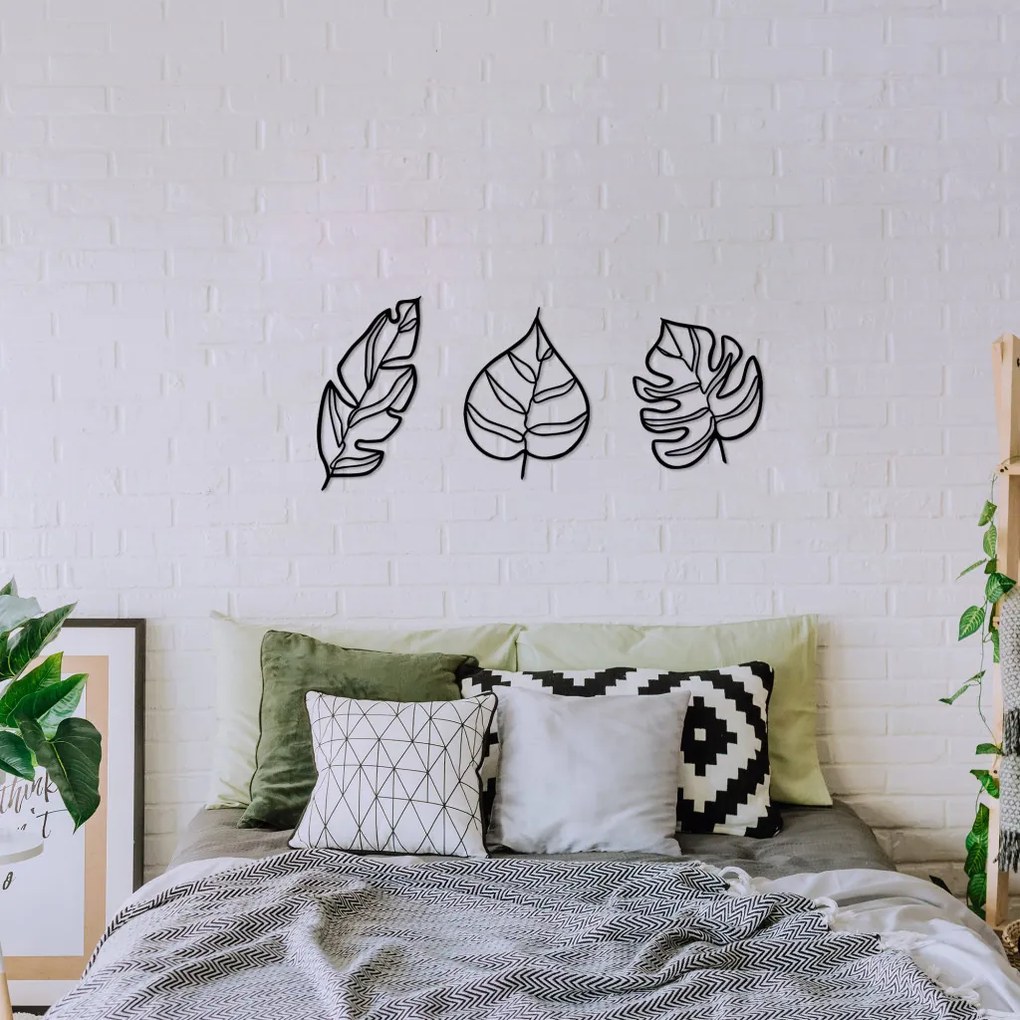 Leaves fém fali dekoráció, 17×33 cm
