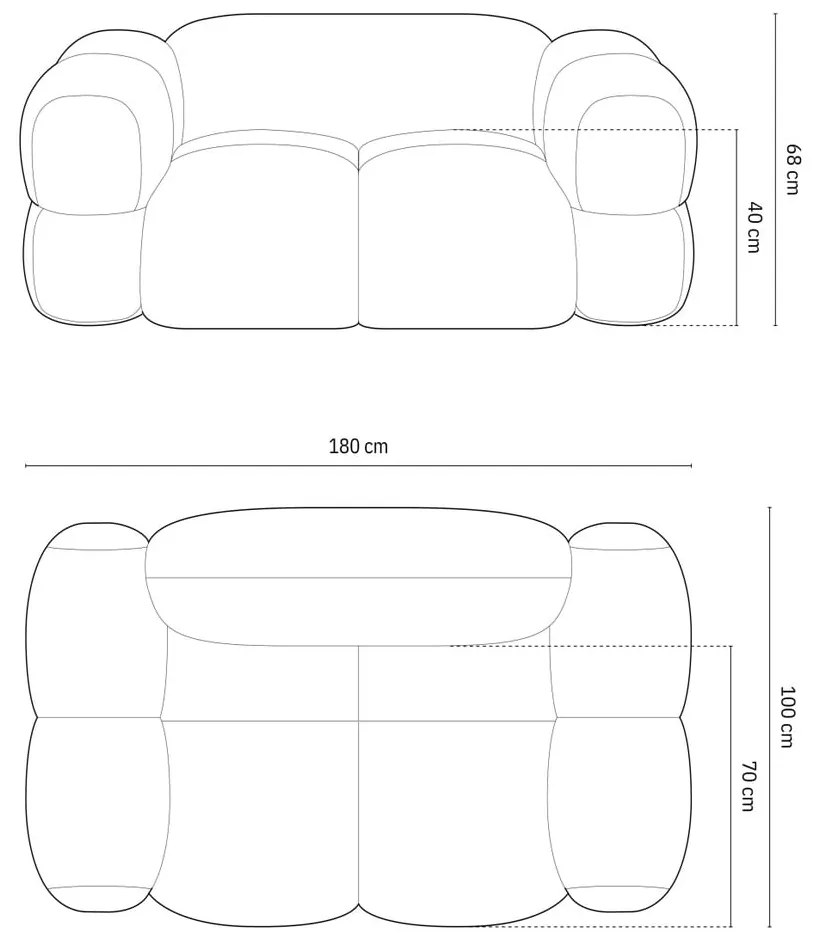 Sötétkék bársony kanapé 180 cm Loretto – Cosmopolitan Design