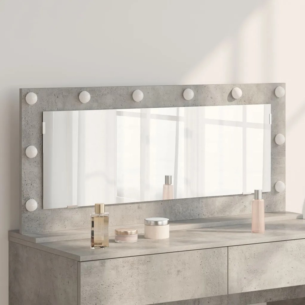 LED világítással ellátott tükör Betonszürke 100x45x18 cm