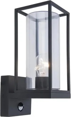 Flair Kültéri Homlokzati Fali lámpa Mozgásérzékelővel Fekete Lutec