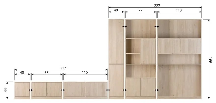 Natúr színű moduláris TV-állvány tölgyfa dekorral 77x44 cm Modulair – vtwonen