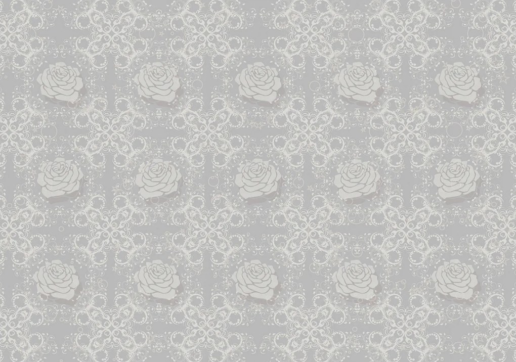 Fotótapéta Rózsa szürke-fehér finom virágok vintage retro 254x184 +ragasztó