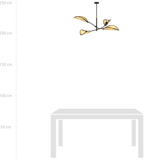 Csillár rúdon LOTUS 4xE14/10W/230V fekete/bézs