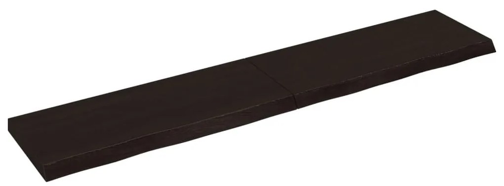 sötétbarna kezelt tömör tölgyfa fali polc 200 x 40 x (2-6) cm