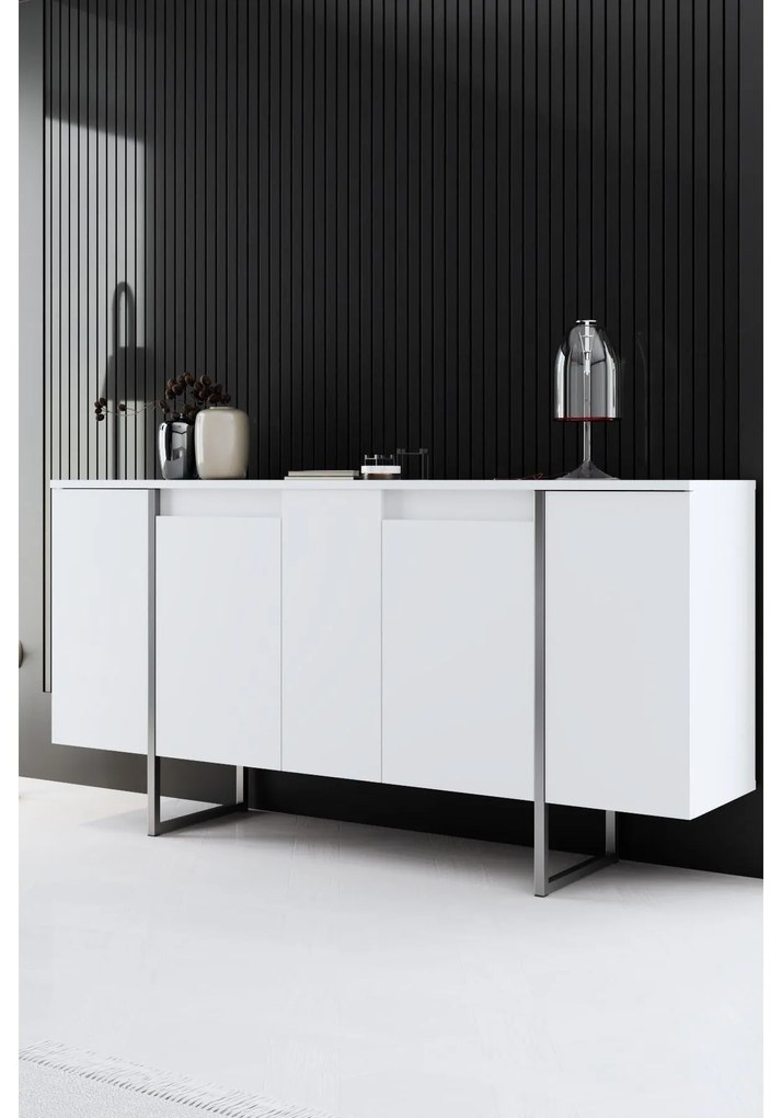 Konzolasztal Luxe - White, Silver