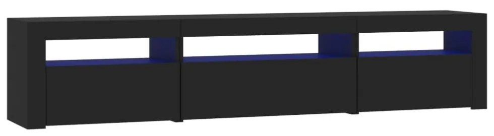 fekete TV-szekrény LED-világítással 195x35x40 cm