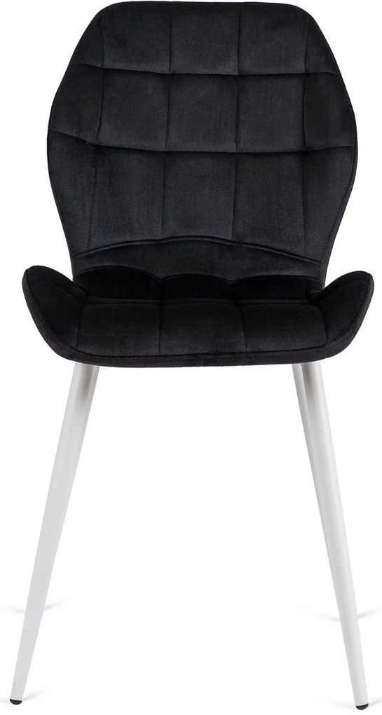 Fekete Bársony Étkezőszék Fehér Lábakkal. LUCKY