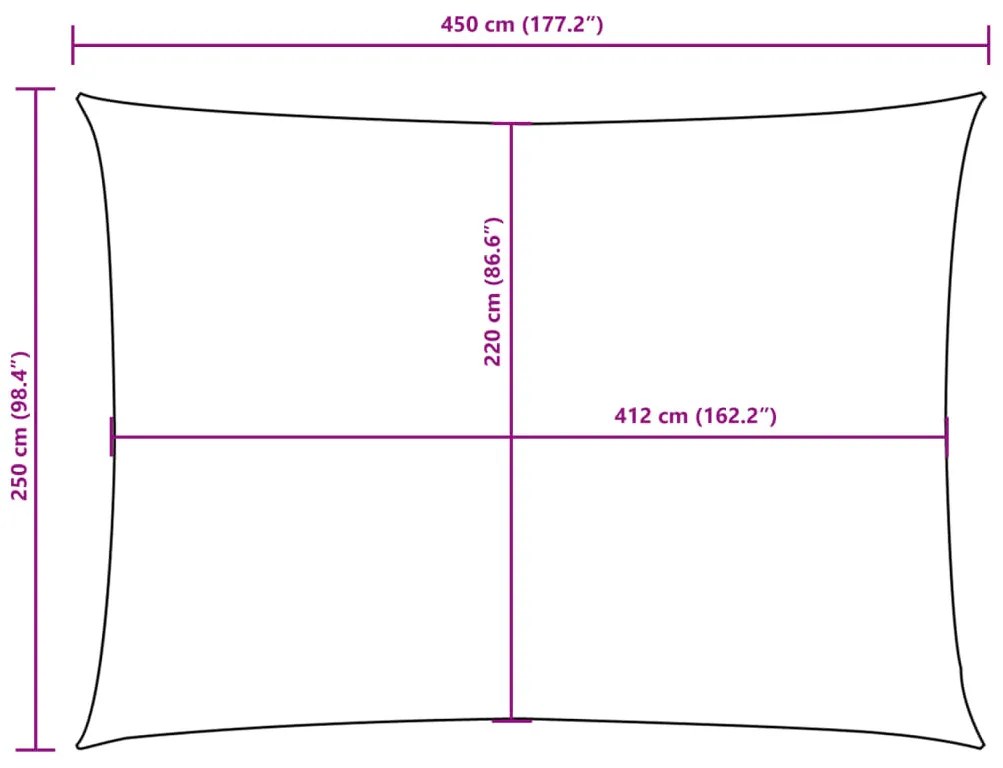 kék téglalap alakú oxford-szövet napvitorla 2,5x4,5 m