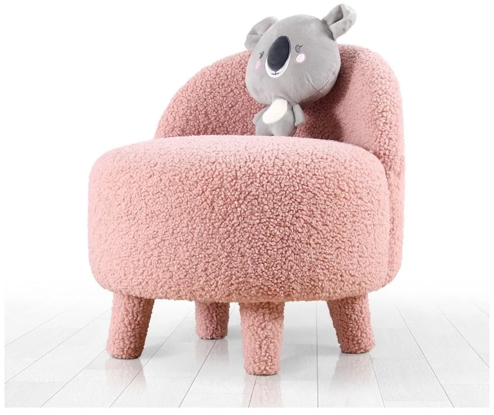 Világos rózsaszín buklé gyerek fotel Moouv – Artie