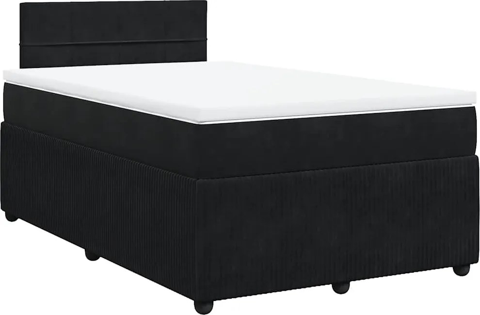 vidaXL fekete bársony rugós ágy matraccal 120x190 cm