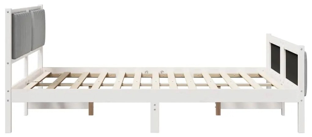 Ágykeret Fehér és világosszürke 160 x 200 cm Tömör fenyőfa