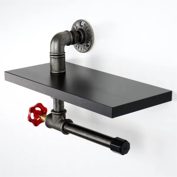 Vécépapír tartó polccal BORU fekete