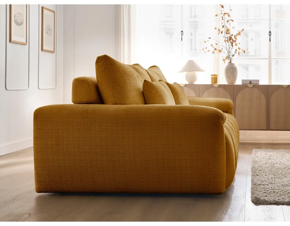 Mustársárga zsenília kanapé 264 cm Ivane – Bobochic Paris