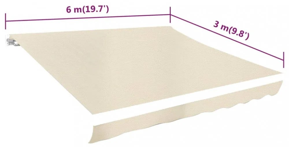 krémszínű vászon napellenző ponyva 6 x 3 m (a váz nem tartozék)