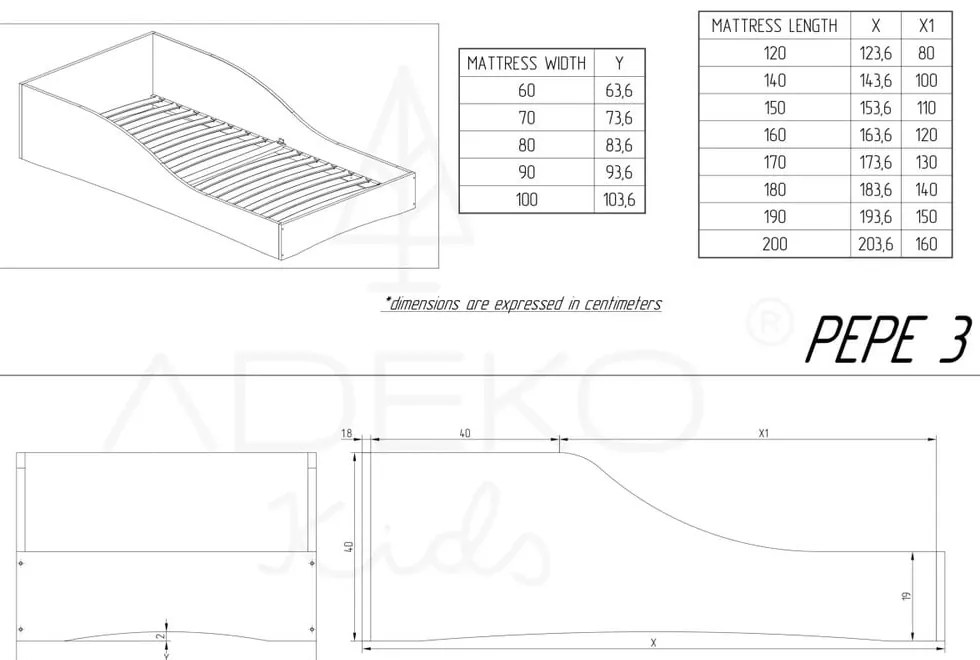 Pepe Colm fenyőfa gyerekágy, 80 x 200 cm - Adeko