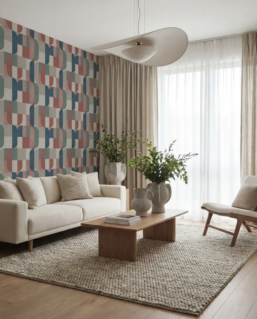Esselle Home A La Mode Atton kék-kékeszöld geometrikus vlies tapéta – 100620EH