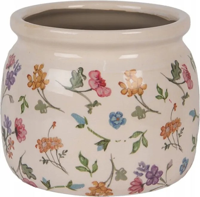 Kerámia virágcserép réti virágokkal Colourful Flowers M 16x13 cm