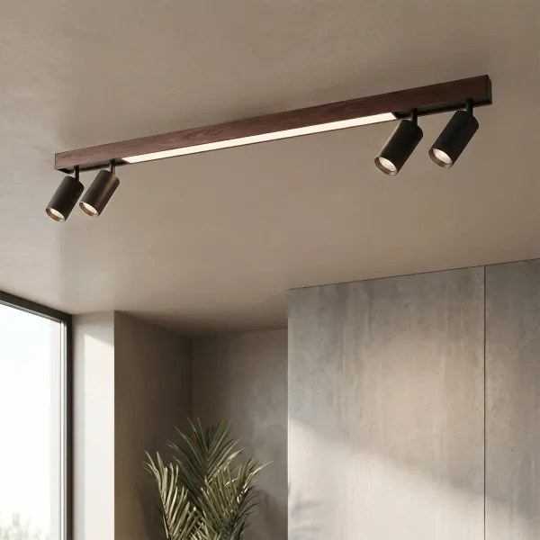 BRILAGI - LED spotlámpa SELE 4xGU10/30W/230V + LED/25W fekete/tölgy dekor